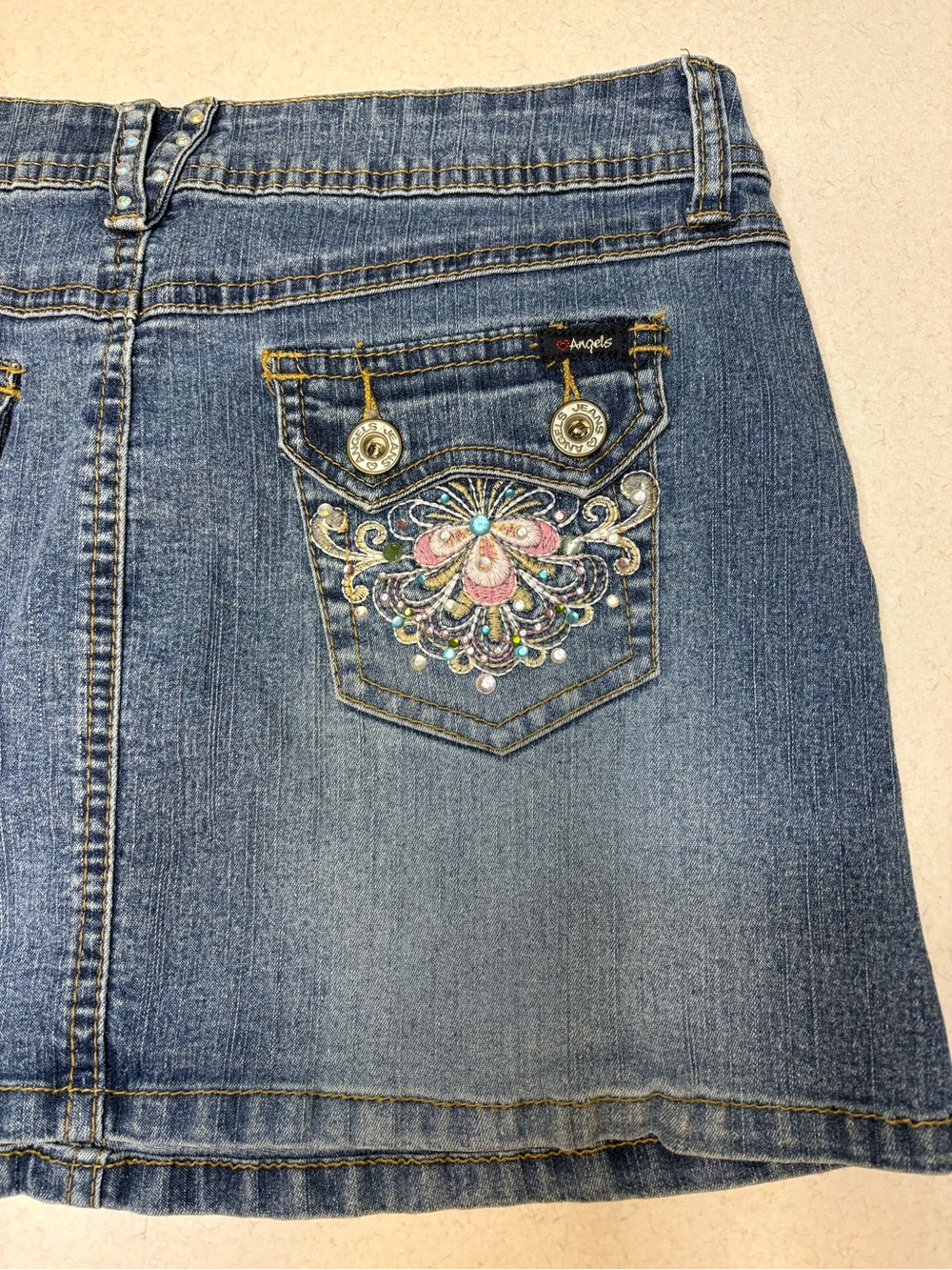 Vintage Y2K Angels Denim Skirt Size 5 - Picture 4 of 9